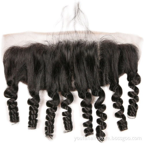 Virgin Human Hair Funmi Wave Ear to Ear 4x4 13x4 13x6 HD Swiss Lace Frontal Bouncy Hair Closures Pixie Curly Lace Frontals